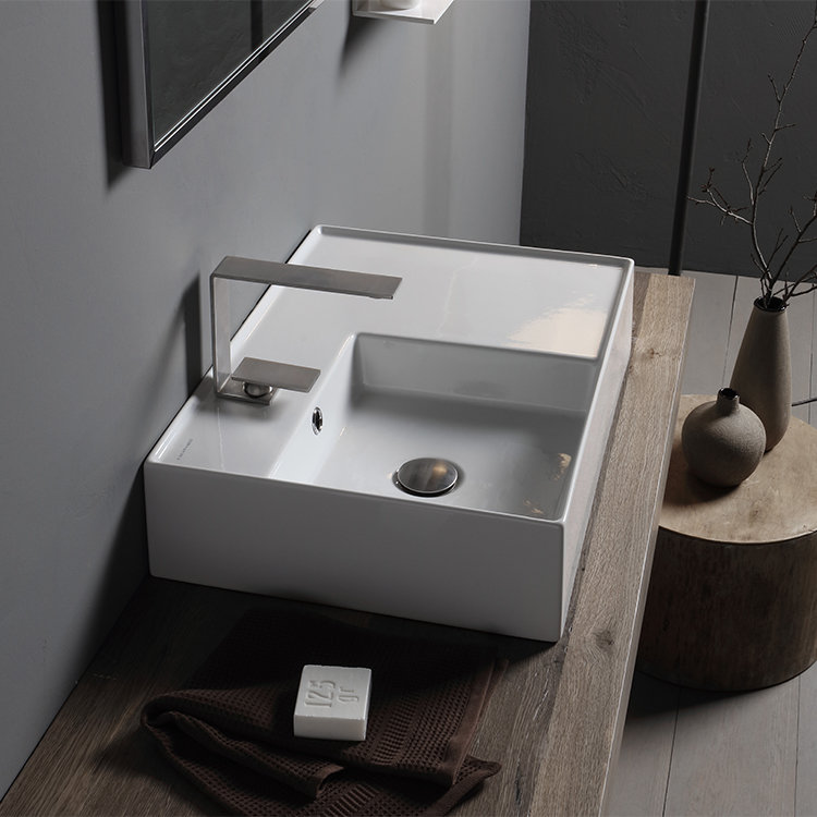 Scarabeo by Nameeks Teorema Ceramic Rectangular Vessel Bathroom Sink